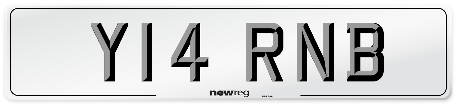 Y14 RNB Number Plate from New Reg